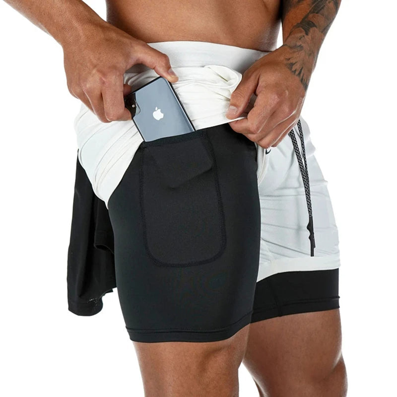 Quick-Dry Gym Training Shorts for Men – 2-in-1 Jogger Shorts with Built-in Liner for Summer Workouts, Jogging & Fitness Style