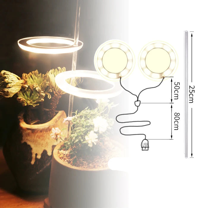 Angel Ring LED Grow Light - USB Full Spectrum Lamp for Indoor Plants & Seedlings
