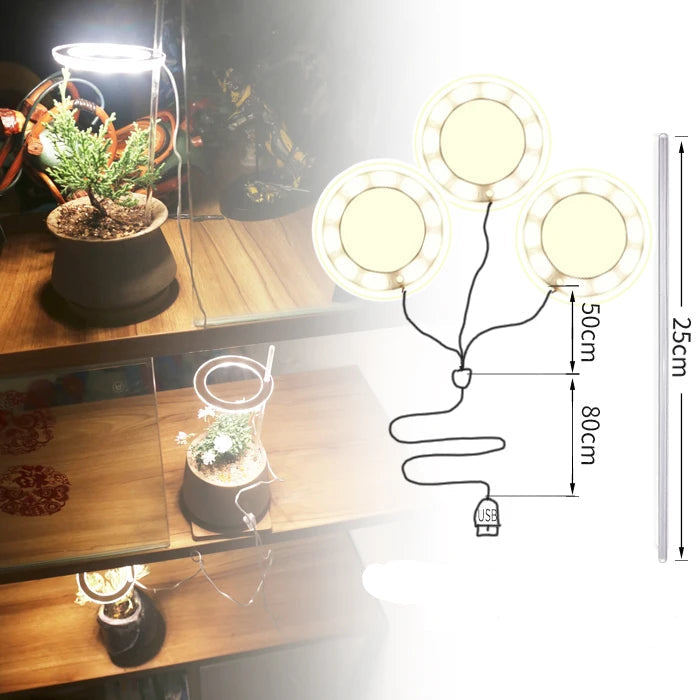 Angel Ring LED Grow Light - USB Full Spectrum Lamp for Indoor Plants & Seedlings
