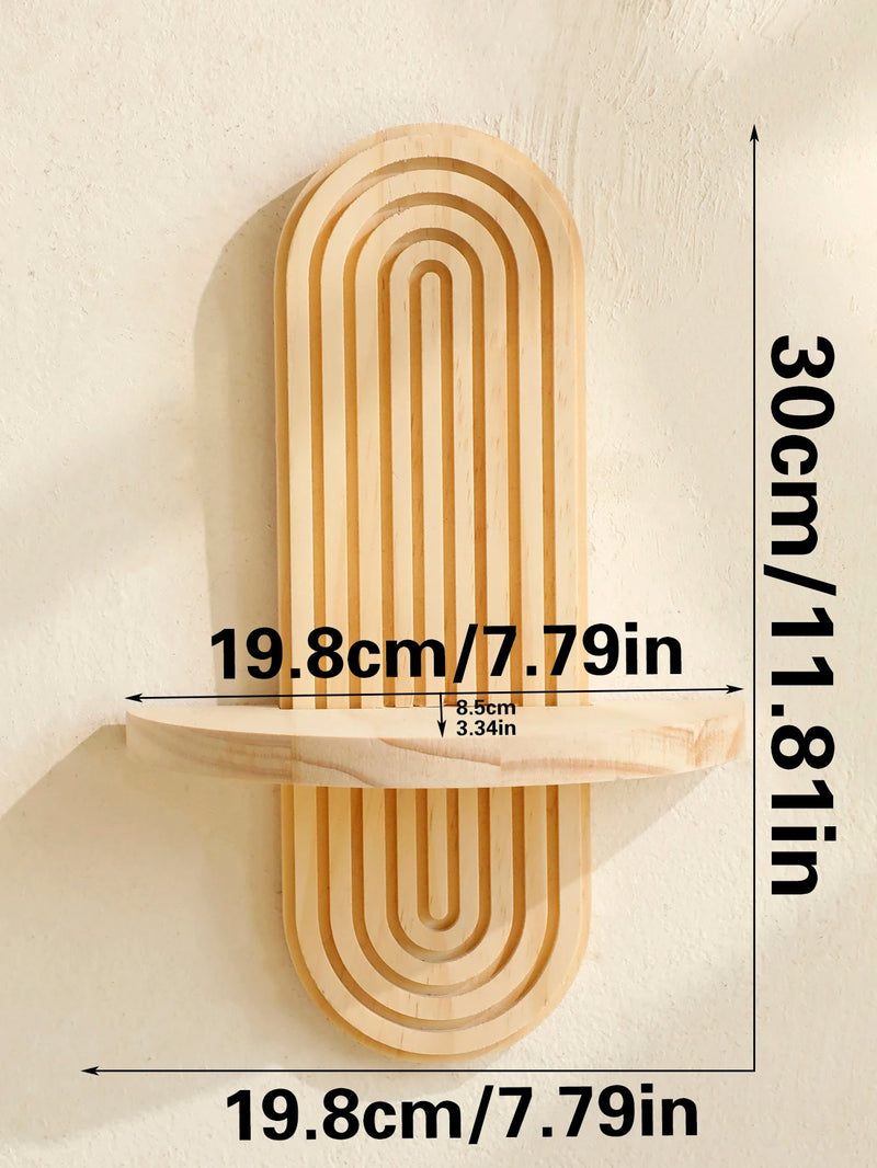 Boho Geometric Wooden Wall Shelf – Stylish Mounted Rack with Natural Finish for Modern Plant Displays and Cozy Home Vibes