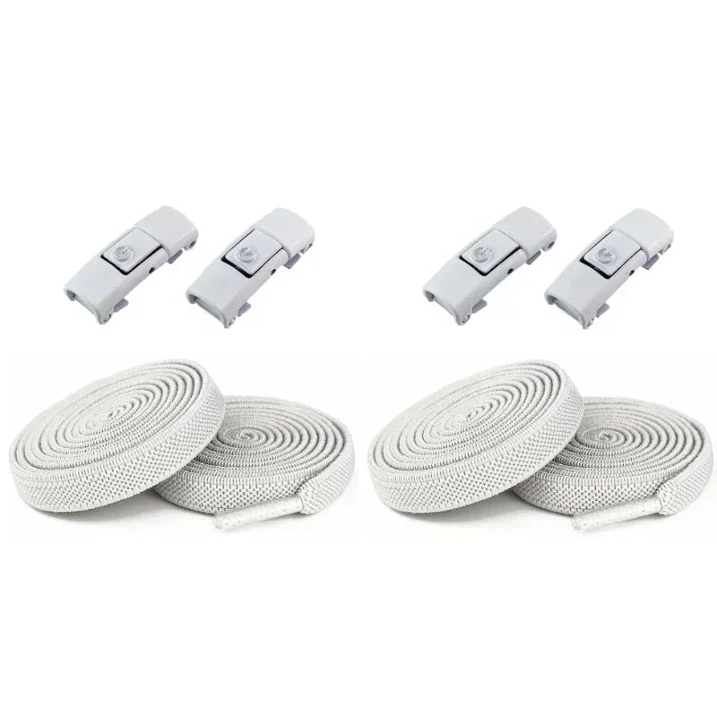 Elastic No Tie Shoelaces - 2-Pair Flat Locking Laces for Kids & Adults Sneakers