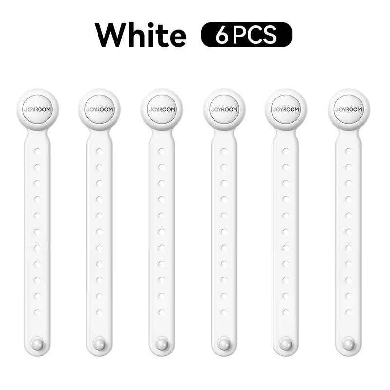 Magnetic Cable Management Ties – 6pcs. Adjustable 11cm Hook & Loop Wire Straps for Effortless, Tangle-Free Home Organization