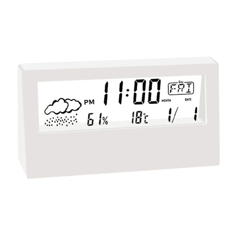 Thermo-Hygrometer Alarm Clock - Electronic Weather Display for Bedroom & Desk