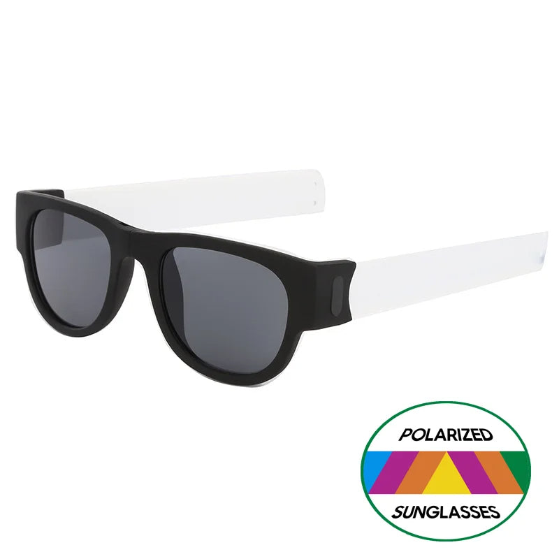 Folding Slap Sunglasses – Trendy Polarized Shades for Men with Mirror Finish and Wristband-Style Folding Innovation