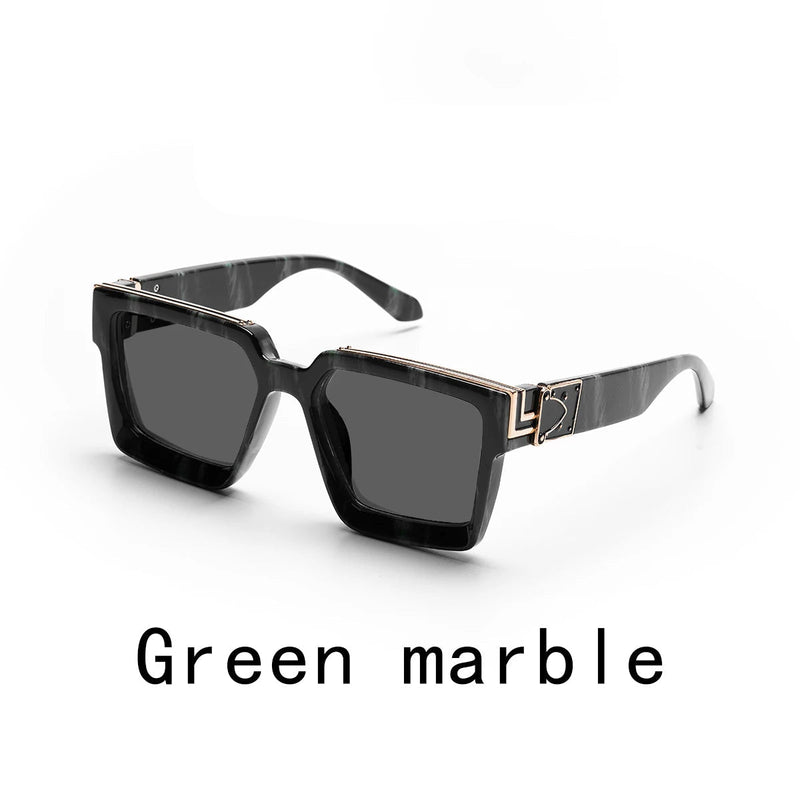 Retro Black Millionaire Shades – Luxury Designer Square Sunglasses for Men and Women, Trendy 2024 Style