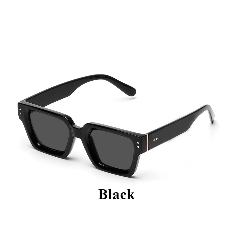 Retro Black Millionaire Shades – Luxury Designer Square Sunglasses for Men and Women, Trendy 2024 Style