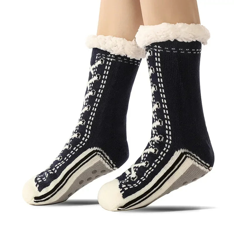 Non-Slip Fluffy Thermal Socks – Plush Home Socks for Women, Cozy Floor Gripper Slippers for Winter Comfort