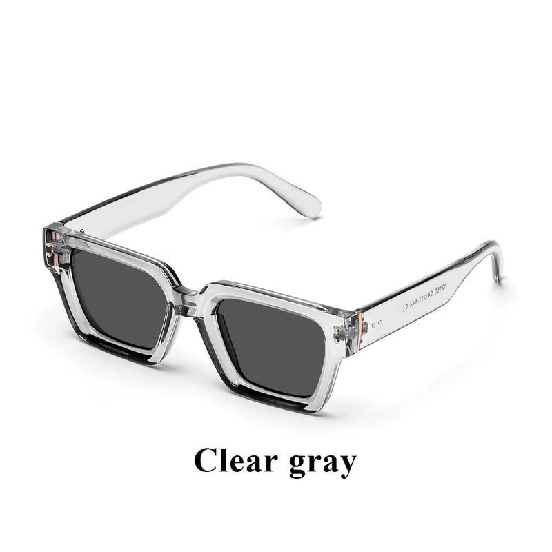 Retro Black Millionaire Shades – Luxury Designer Square Sunglasses for Men and Women, Trendy 2024 Style