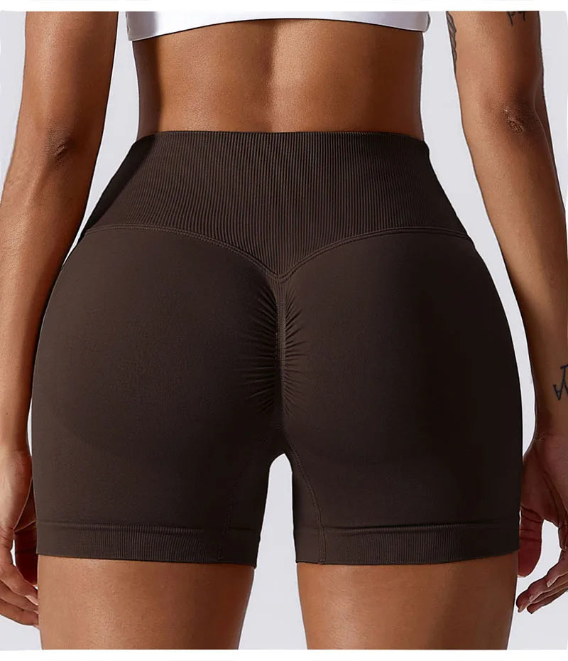 Tight Hip High-Waist Yoga Shorts – Seamless Quick-Dry Gym Tights for a Sculpted, Sexy Workout Look