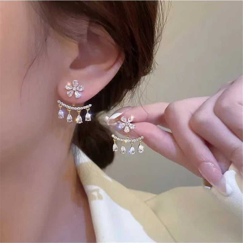 Crystal Star Tassel Dangle Earrings – Elegant Drop Jewelry with Micro-Set Sparkle for Glamorous Parties & Gifts