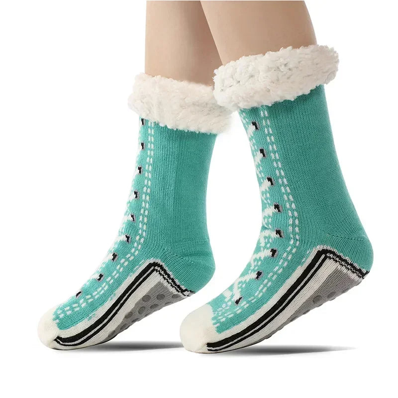 Non-Slip Fluffy Thermal Socks – Plush Home Socks for Women, Cozy Floor Gripper Slippers for Winter Comfort