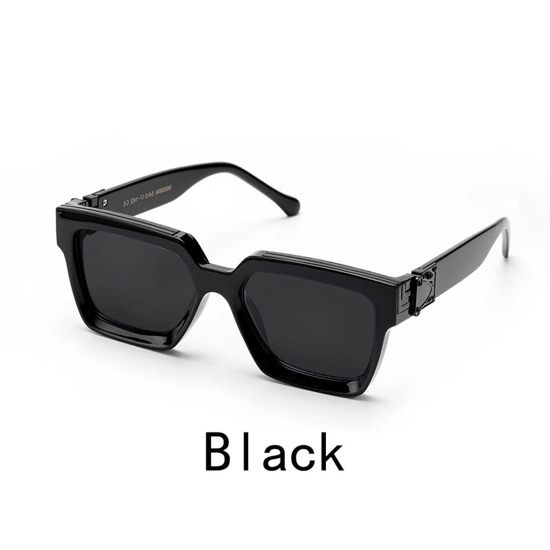 Retro Black Millionaire Shades – Luxury Designer Square Sunglasses for Men and Women, Trendy 2024 Style