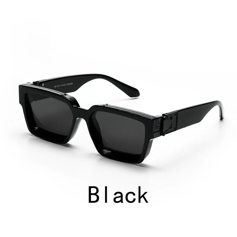 Retro Black Millionaire Shades – Luxury Designer Square Sunglasses for Men and Women, Trendy 2024 Style