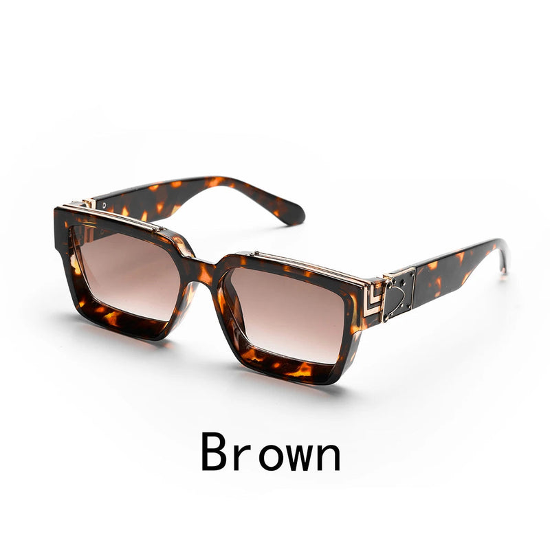 Retro Black Millionaire Shades – Luxury Designer Square Sunglasses for Men and Women, Trendy 2024 Style