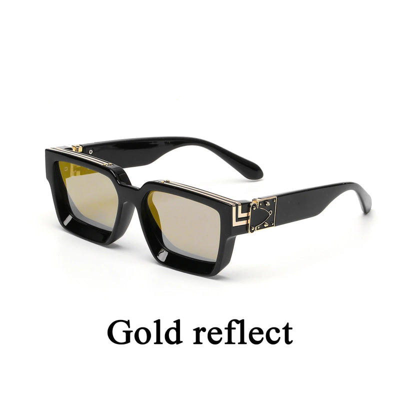 Retro Black Millionaire Shades – Luxury Designer Square Sunglasses for Men and Women, Trendy 2024 Style