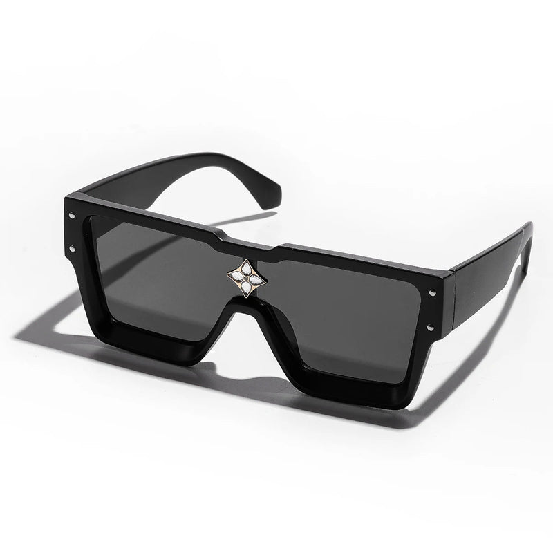 Retro Black Millionaire Shades – Luxury Designer Square Sunglasses for Men and Women, Trendy 2024 Style