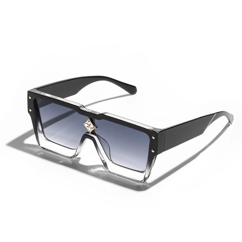 Retro Black Millionaire Shades – Luxury Designer Square Sunglasses for Men and Women, Trendy 2024 Style