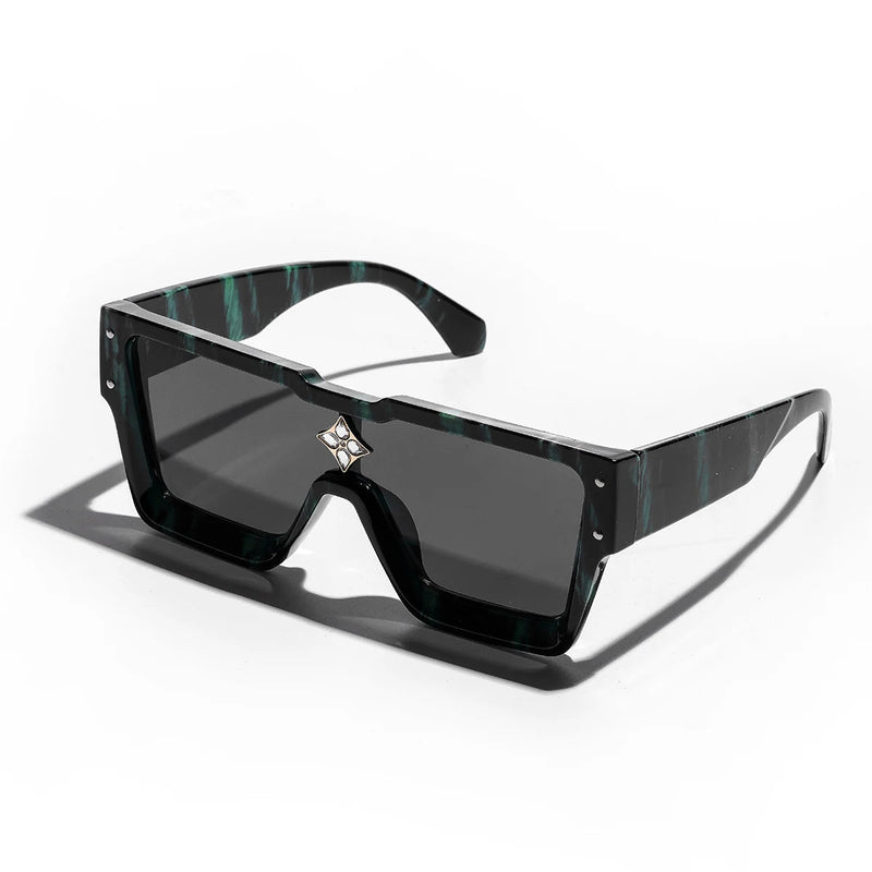 Retro Black Millionaire Shades – Luxury Designer Square Sunglasses for Men and Women, Trendy 2024 Style