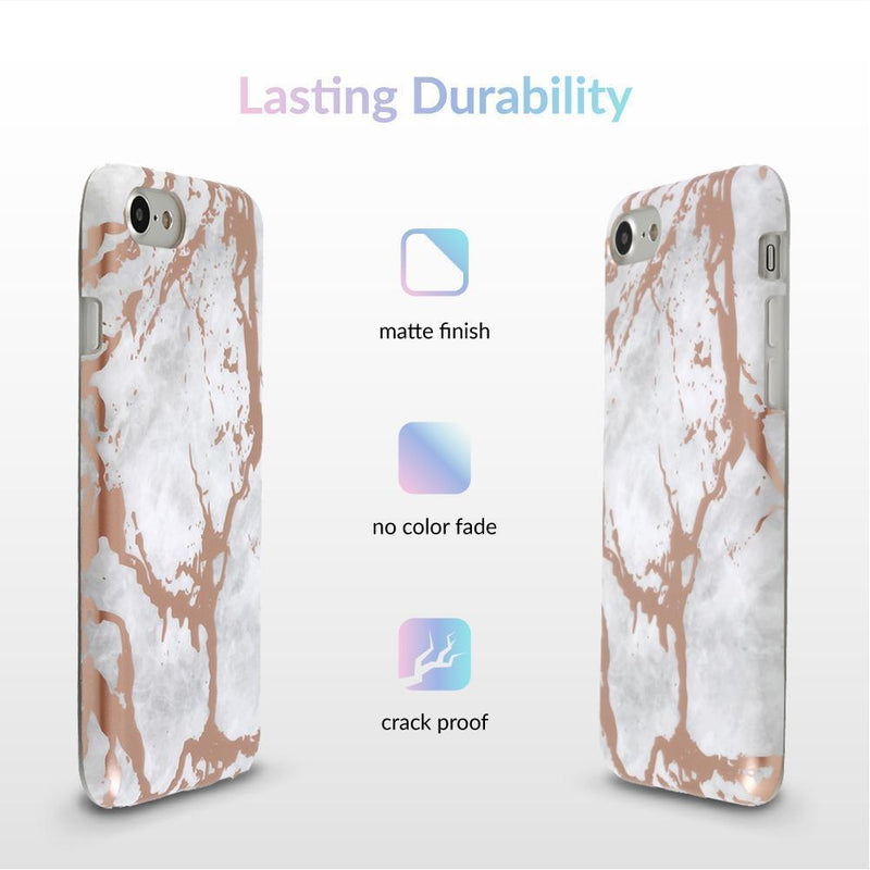 White Marble Rose Gold Chrome iPhone Case