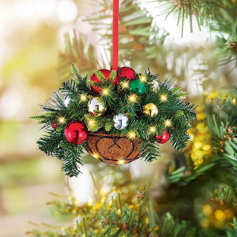 Wreath Christmas Tree Decorations Christmas Tree Wooden Pendant Hanging Ornaments Mini Pendant For Wall Window Tree Car Rearview