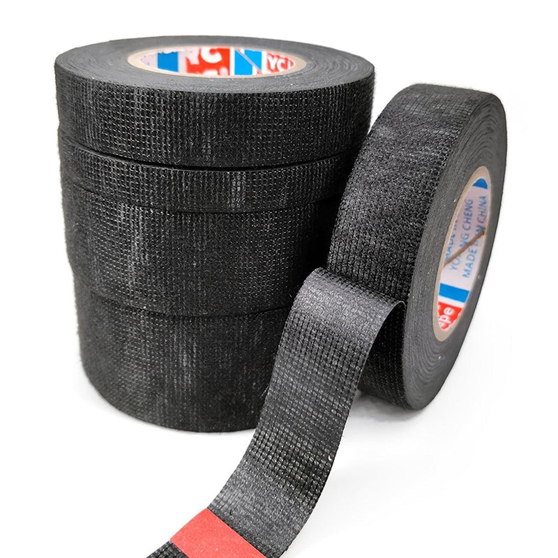 5 Rolls 15m/49.2ft Adhesive Cloth Fabric Tape, Cable Loom Wiring Harness Cloth 15mm 19mm 25mm