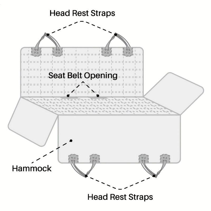 Waterproof Dog Car Seat Cover for Back Seat with Side Flaps and Mesh Window - Anti-Scratch Non-Slip Pet Hammock