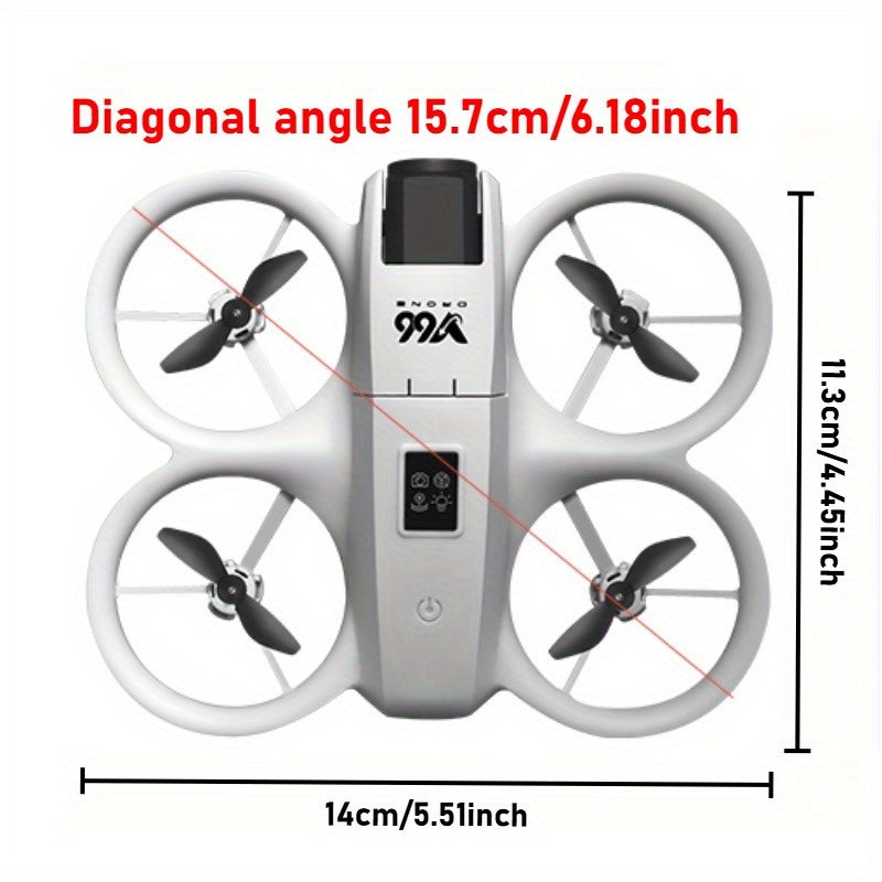 V66 Drone - High-Definition Dual Camera, LED Lights, Safety Design, Flow Tracking, Smart Obstacle Avoidance, Headless Mode, One-Click Return, WiFi Pathway Flight, 2.4GHz Interference-Free Technology, Four-Channel Hexagon Gyroscope, Real-Time Image Transmi