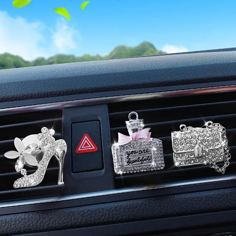 1PC Car Air Vent Clip Ornament, Crystal Car Diffuser, Bling Rhinestone Oil Diffuser Vent Clip, Car Freshener Car Accessories For Women
