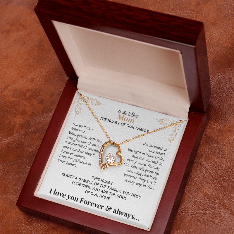 To the Best Mom - The Heart of Our Family-I love you Forever & always Necklace