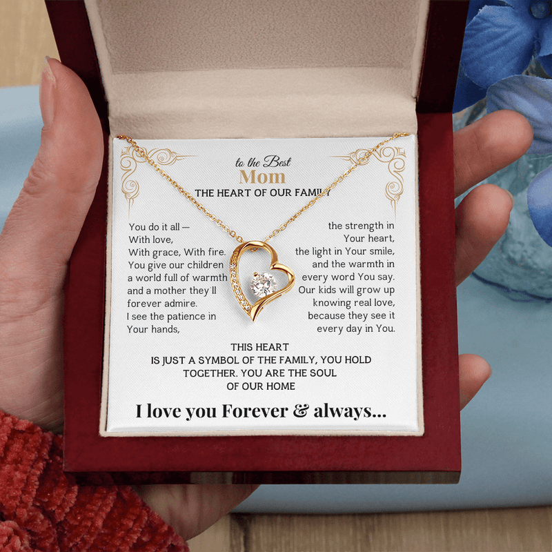 To the Best Mom - The Heart of Our Family-I love you Forever & always Necklace