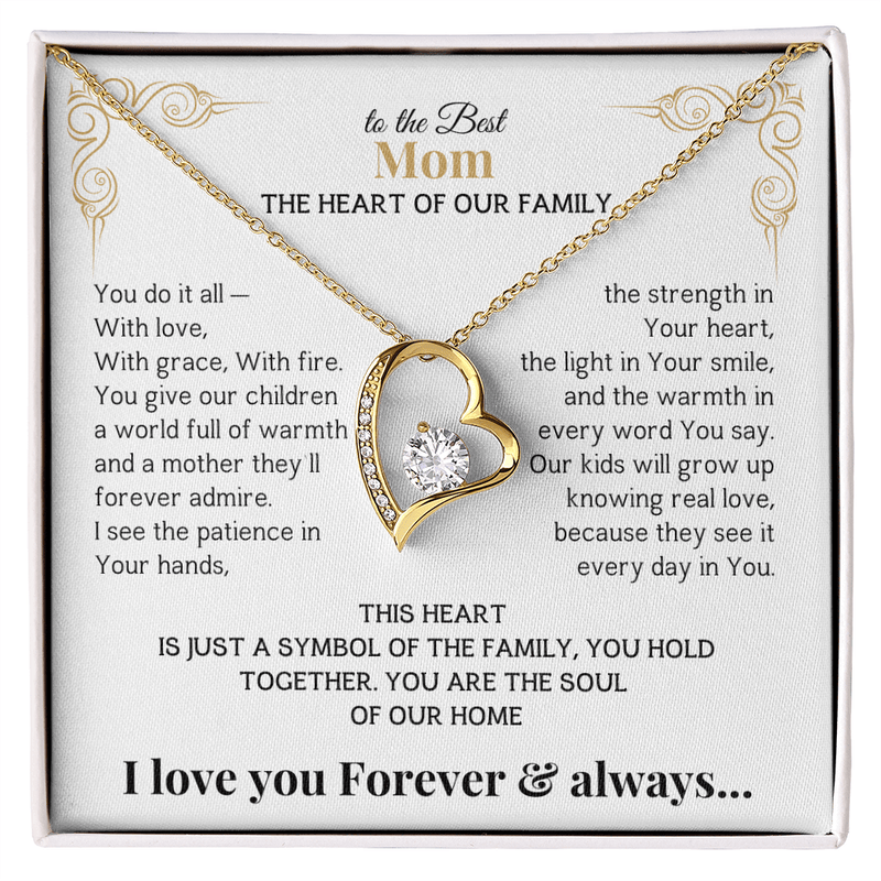 To the Best Mom - The Heart of Our Family-I love you Forever & always Necklace