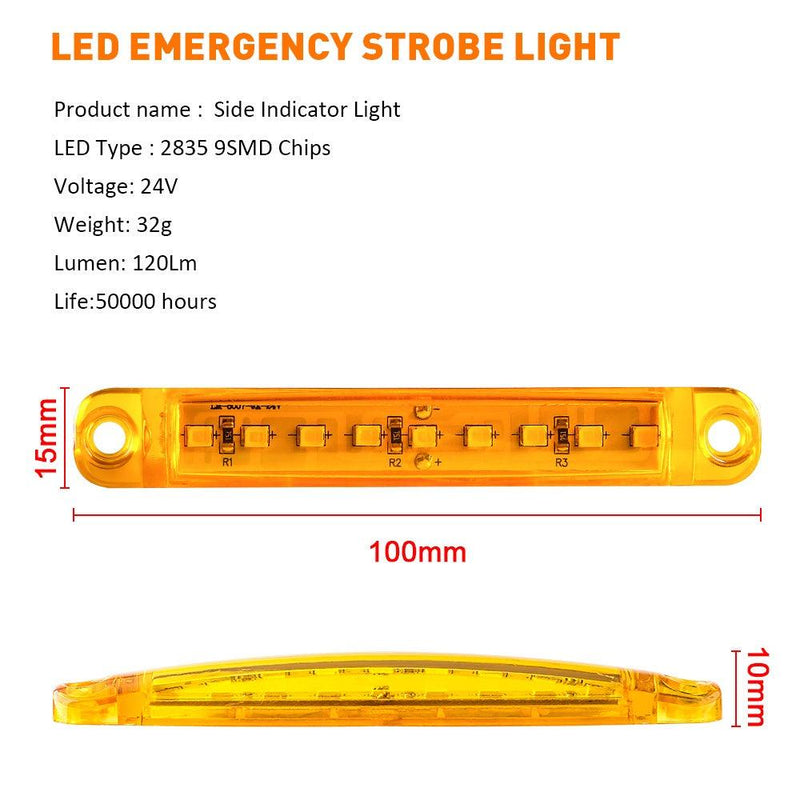 2PCS Led Warning Light 9 LEDs Indicator Car Side Sign Truck Light Lorry Warning Taillight Trailer Brake Lamp 12V 24V