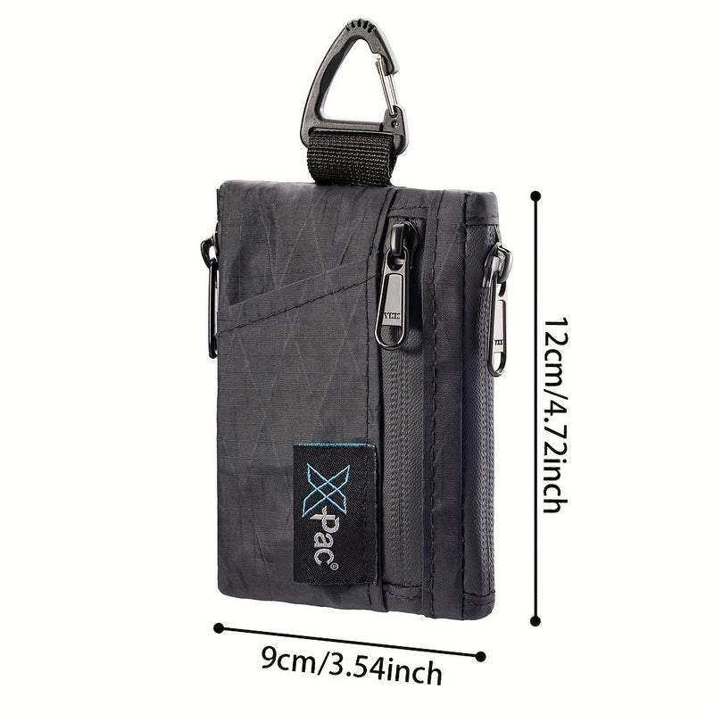 EDC 5-Pocket X-PAC Wallet - Compact Black Quilted Fabric Organizer with YKK Zipper, Keychain, Coin Pouch & Card Slots for Keys, Coins, Bills - Minimalist Men'S Wallet