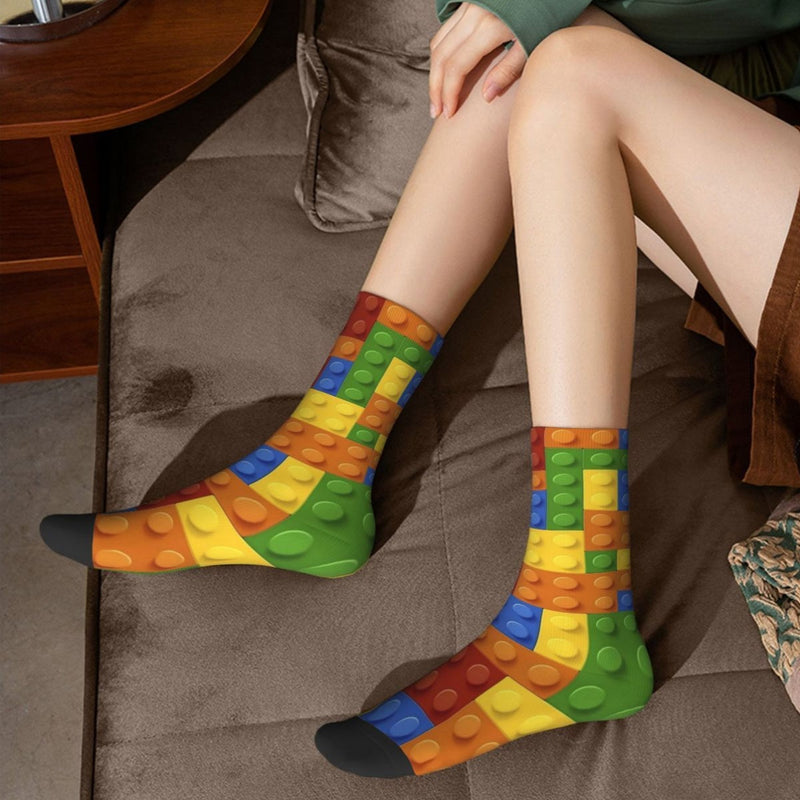 Colorful Cartoon Knit Socks – Novelty Crew Socks in Fun Print, 300g/m² Polyester with 5% Elastane for Cozy Statement Style