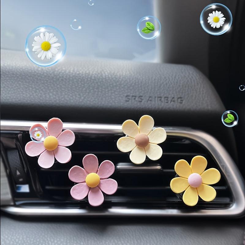 4pcs Car Air Vent Clip Aromatherapy, Cute Cartoon Flowers Shape Car  Air Freshener Fragrance Diffuser Car Interior Decorations Car Accessories Women
