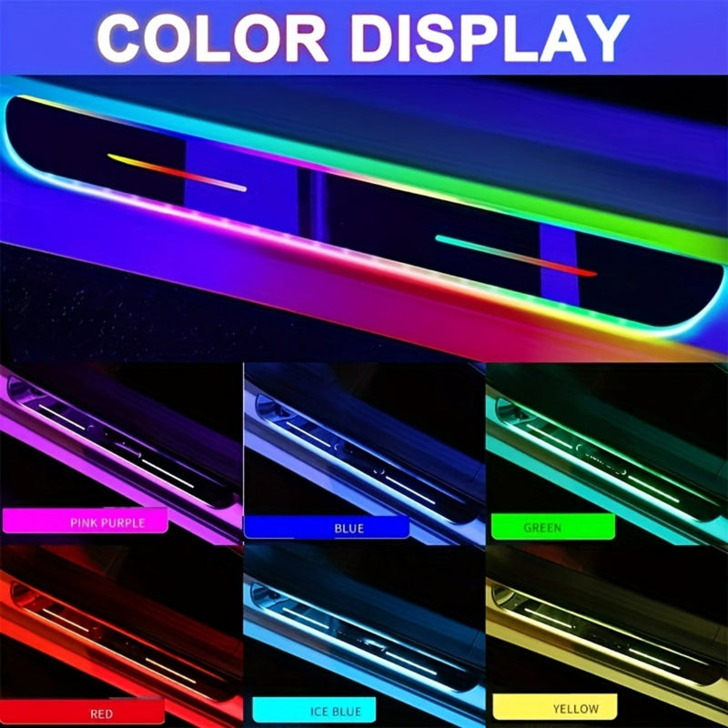 4pcs/set Wiring Free LED Car Door Sill Lights - RGB Car Pedal Pathway Light with USB Wireless Neon Welcome Courtesy Decorative Lights