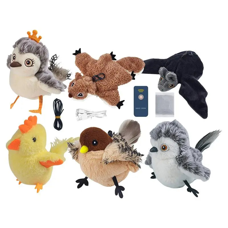 Interactive Pet Toy Set – Feathered Bird and Mouse Toys for Engaging Cat Playtime