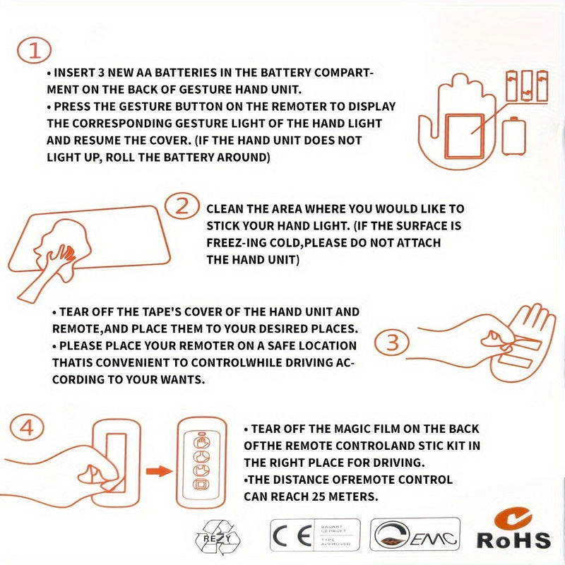 2024 LED Illuminated Gesture Light for Cars - Remote-Controlled Road Rage Signs