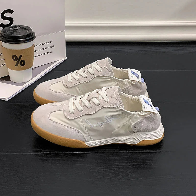 Women’s Round Toe White Court Sneakers - Lightweight Outdoor Leather Skate Shoes for Casual Spring or Summer Style