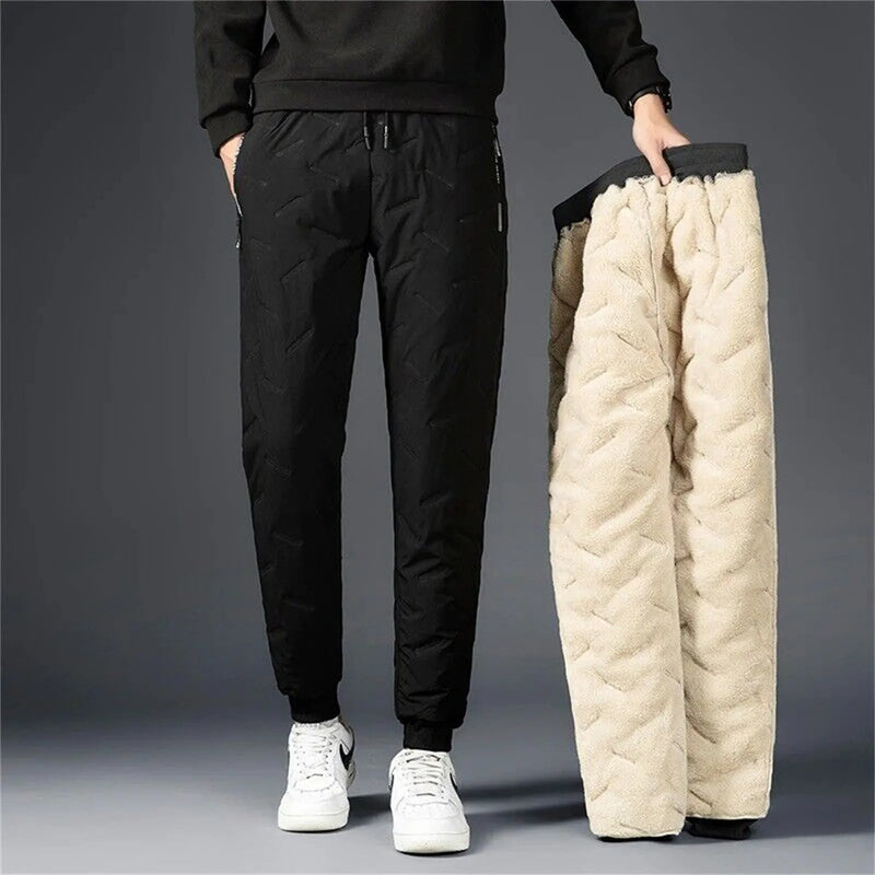 Men’s Fleece-Lined Winter Sweatpants – Waterproof Thick Joggers for Ski, Snow & Outdoor Comfort
