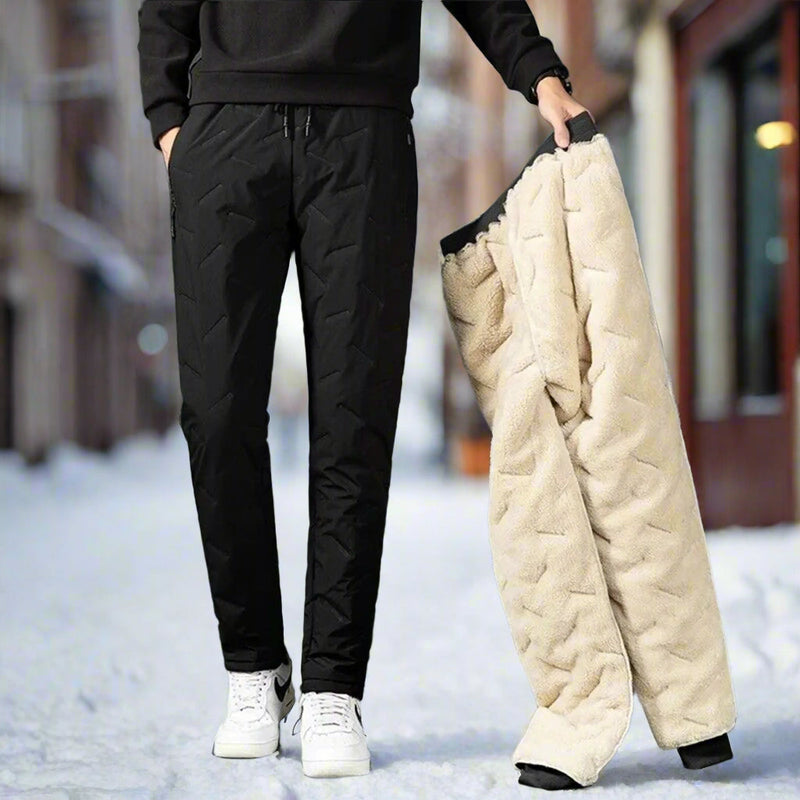 Men’s Fleece-Lined Winter Sweatpants – Waterproof Thick Joggers for Ski, Snow & Outdoor Comfort