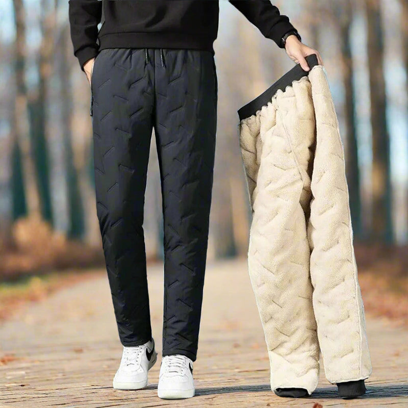 Men’s Fleece-Lined Winter Sweatpants – Waterproof Thick Joggers for Ski, Snow & Outdoor Comfort