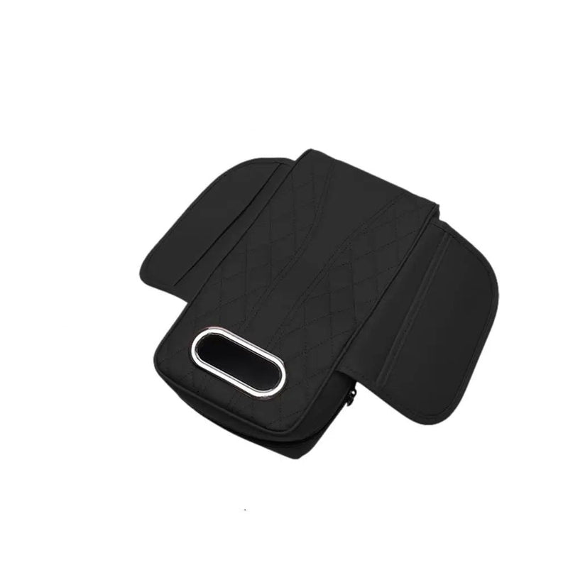 Car Armrest Cushion with Tissue Box – Memory Foam Support with Tissue Box & Storage Pockets