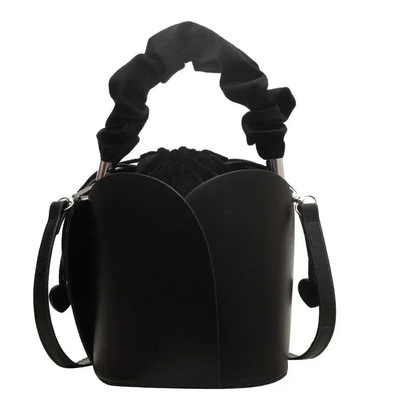 High-End Pleated PU Bucket Handbag – Must-Have Solid Color Statement Bag for Every Modern and Stylish Woman