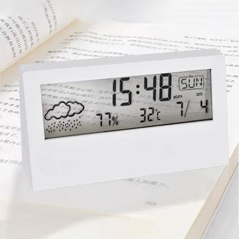 Thermo-Hygrometer Alarm Clock - Electronic Weather Display for Bedroom & Desk
