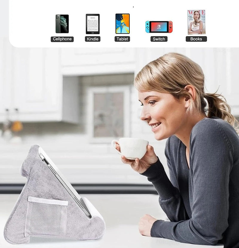 Adjustable Sponge Pillow Tablet Holder Stand – Versatile Pillow Bracket for iPad, Kindle, Samsung, or Books with Desktop Reading Support