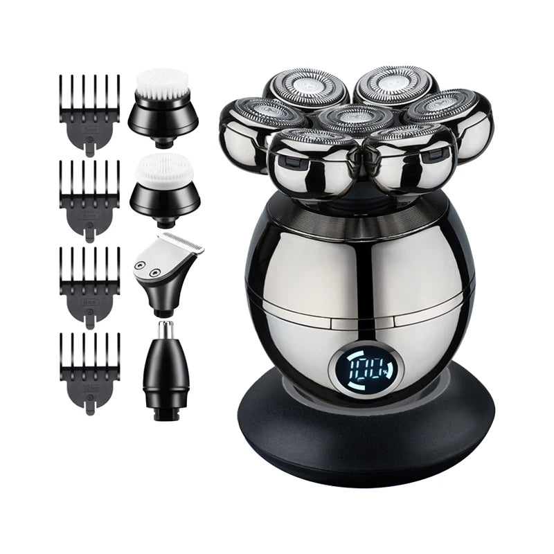 Electric Shaver for Men – 7-Head Waterproof Rechargeable Razor with Digital Display