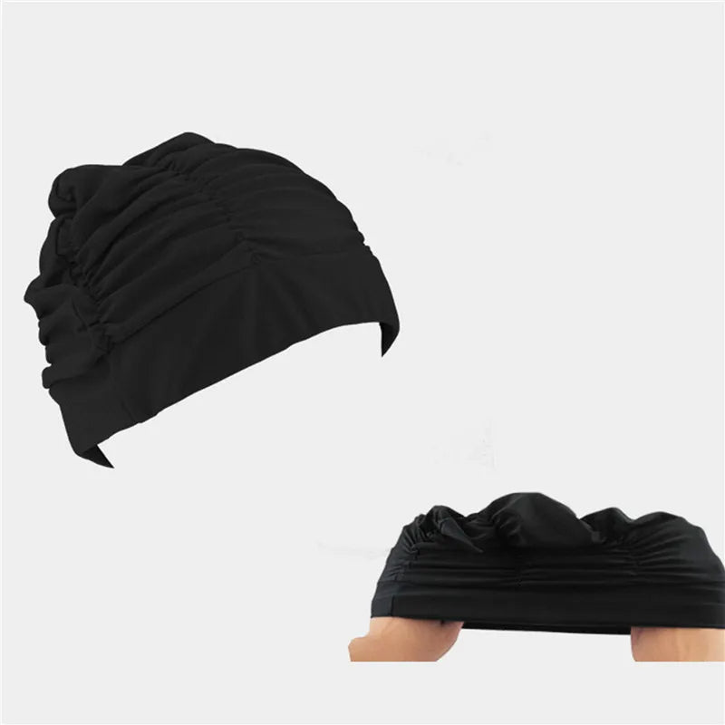 Stylish Stretch Nylon Swimming Cap – Elastic Turban-Style Swim Hat for Women, Girls & Long Hair Comfort in Pool or Spa