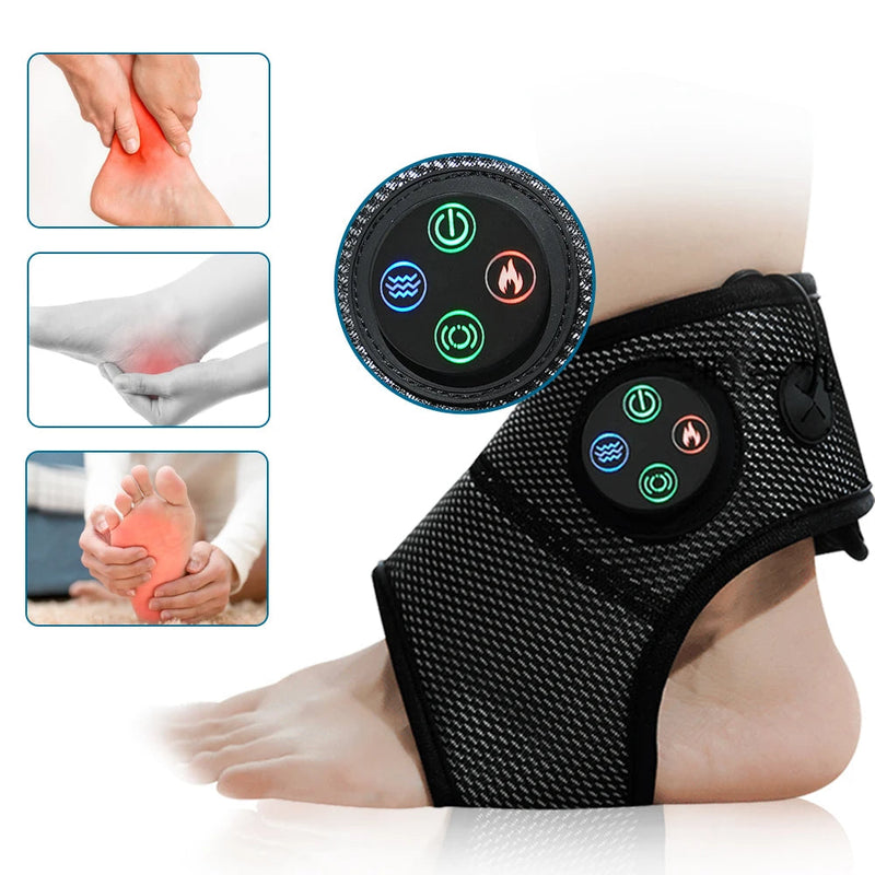 Smart Electric Foot & Ankle Massager – Heated Vibration Brace with Air Compression for Pain Relief and Deep Relaxation Therapy