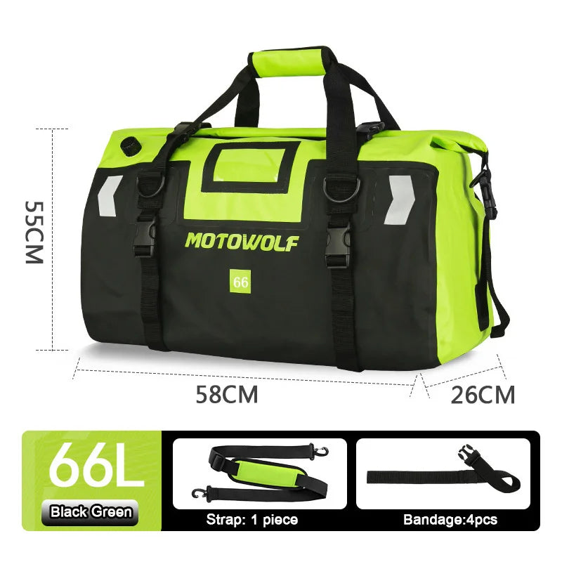 Motorcycle Waterproof Dry Duffle Bag – Reflective Outdoor Tail Luggage for Travel, Fishing, Camping, Boating, and Skiing